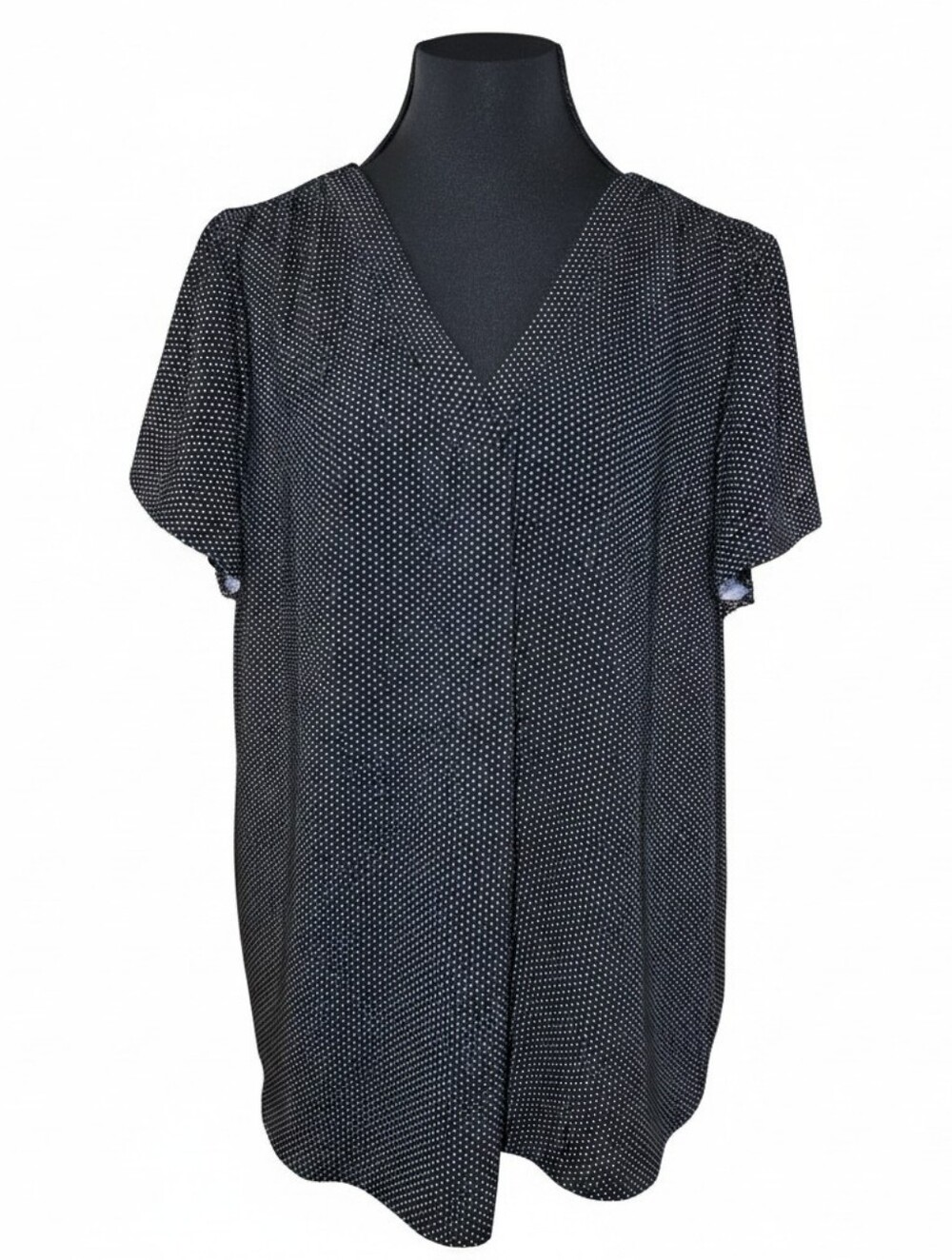 Hilary Radley Black V-Neck Short Sleeve Blouse XL